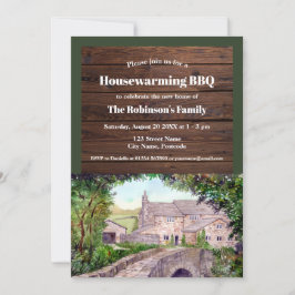 Invitación Granja Rustic Houarming Stone Bridge