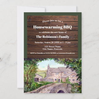 Invitación Granja Rustic Houarming Stone Bridge