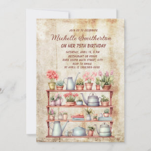 Invitación Granja rústica vintage cocina cumpleaños 75