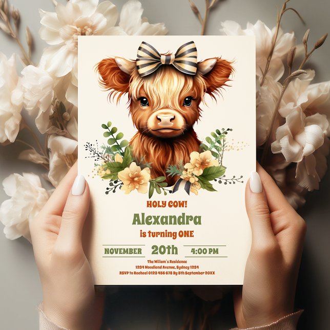 Invitación Granja Santo Vaca Highland 1er cumpleaños (Subido por el creador)