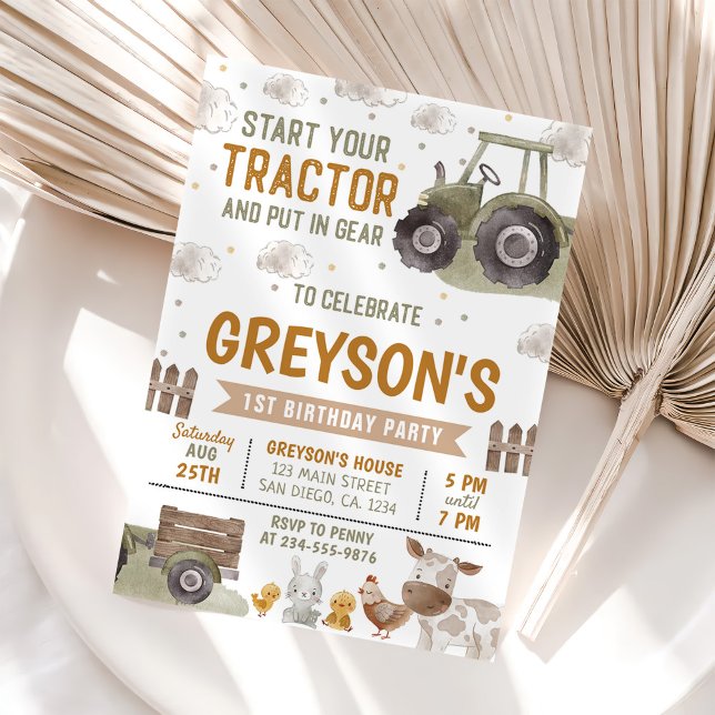 Invitación Granja Tractor Fiesta de Cumpleaños Animales Barn (Subido por el creador)