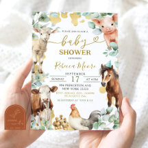 Granja verde Eucalyptus Animal Boy Baby Shower