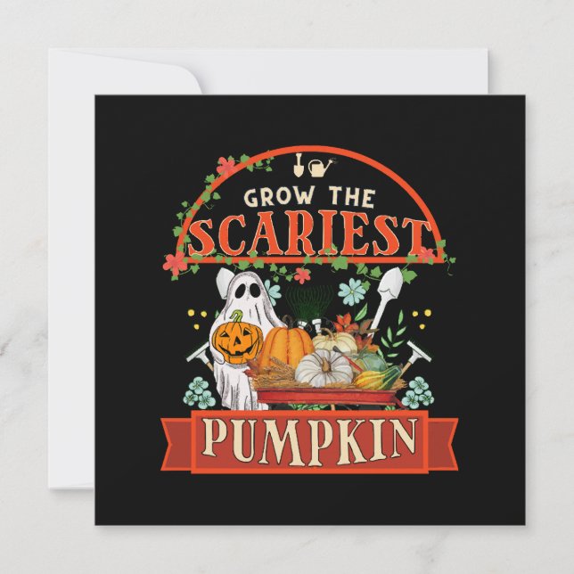 Invitación Granjero de calabazas Halloween (Anverso)