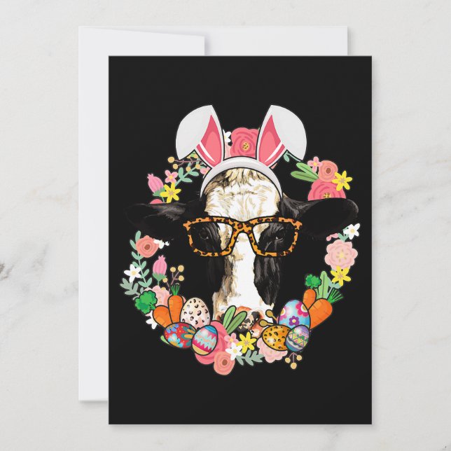 Invitación Granjero de vacas fritas feliz granjero de pascua (Anverso)