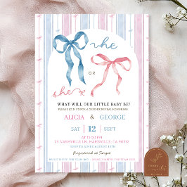 Invitación Granmilenario Revelación de Género con Lazo Preppy
