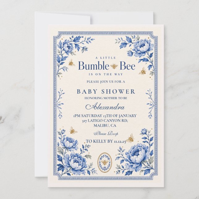 Invitación Granmilenario Shower de Bebé Abejorro (Anverso)