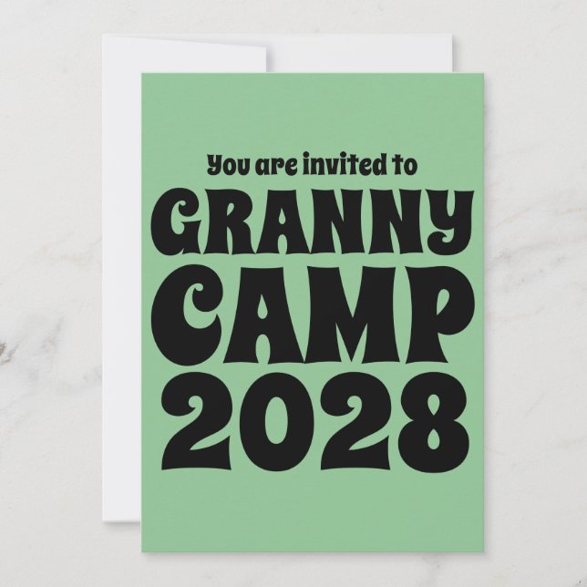 Invitación Granny Camp Retro Green (Anverso)