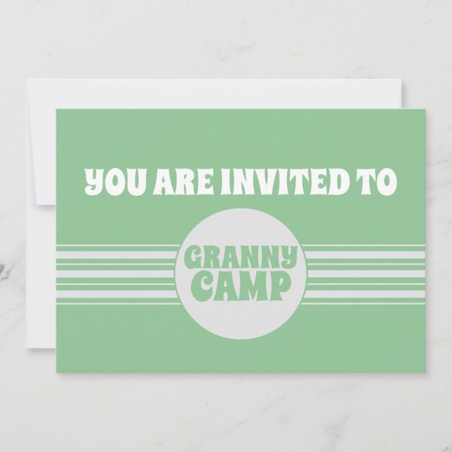 Invitación Granny Camp Retro Green Striping (Anverso)