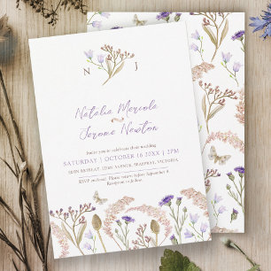 Invitación Granos de flores silvestres cascadas boda