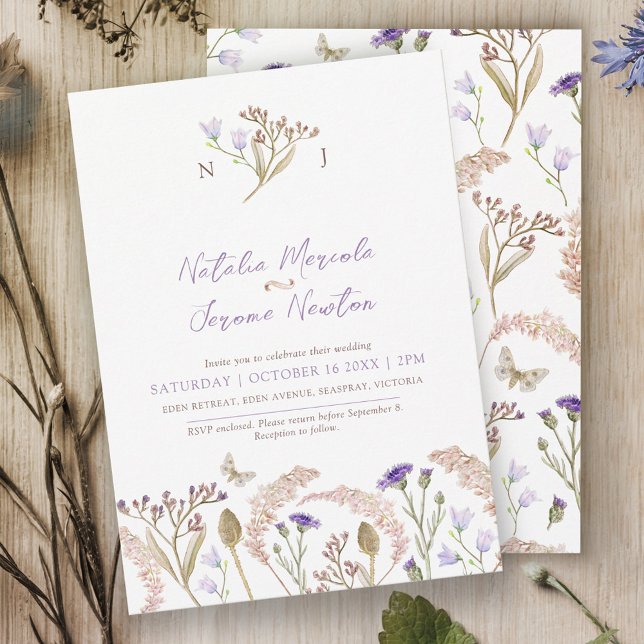 Invitación Granos de flores silvestres cascadas boda (Subido por el creador)