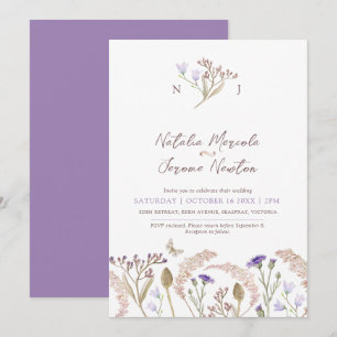 Invitación Granos de flores silvestres cascadas boda