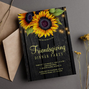 Invitación Granos de oro girasoles campestres de madera denta