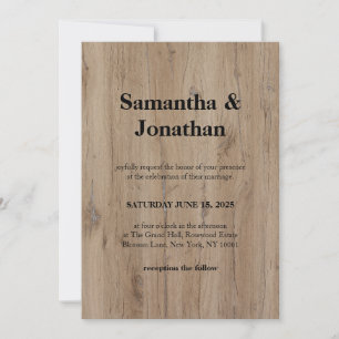 Invitación Granulado de Madera Natural Auténtico para Boda