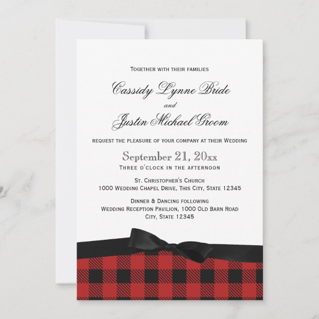 Invitación Grapado de búfalo y cinta de opciones (Anverso)