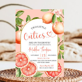 Invitación Grapefruit Citrus Summer Fruit Twin Baby Shower