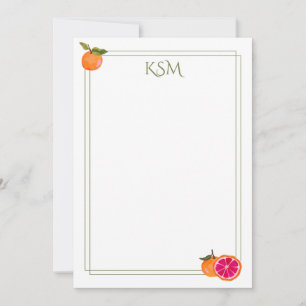 Invitación Grapefruit Monograma Stationery