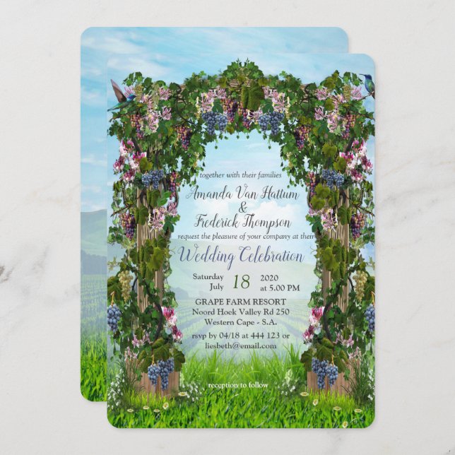 Invitación Grapevines, boquerones y colibríes (Anverso / Reverso)