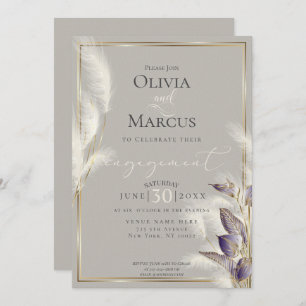 Invitación Grasa Amethyst Anthurium y Feathery Pampas