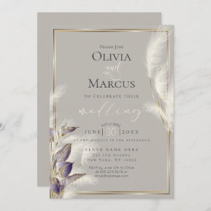 Invitación Grasa Amethyst Anthurium y Feathery Pampas