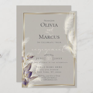 Invitación Grasa Amethyst Anthurium y Feathery Pampas