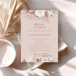 Invitación Grasa Boho Rubor Pampas y flores secas