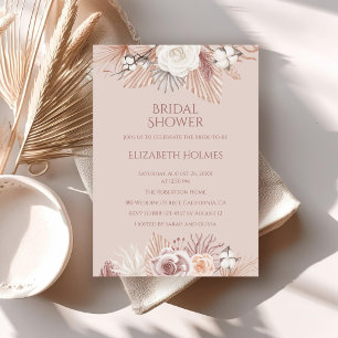 Invitación Grasa Boho Rubor Pampas y flores secas