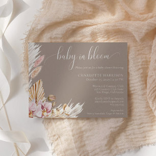 Invitación Grasa Pampas Floral Rosa   BABY SHOWER
