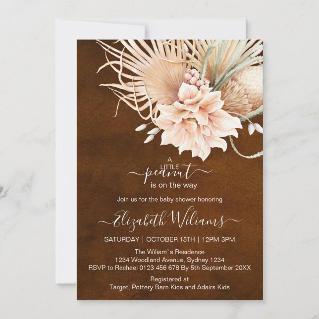 Invitación Grasa Rustic Boho Watercolor Pampass (Anverso)