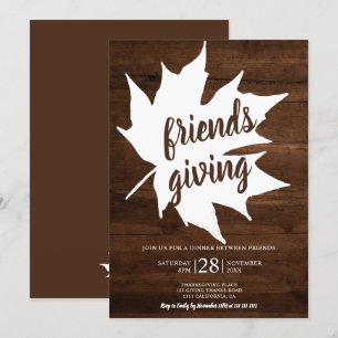 Invitación Grasas de hojas de arce de madera marrón rústica