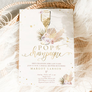 Invitación Grass Boho Pampas pop la ducha de novias de champa