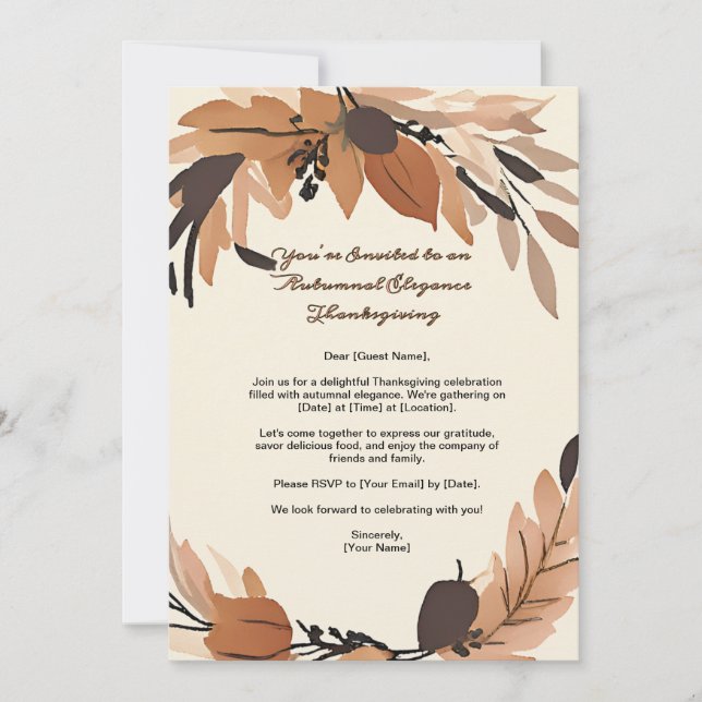 Invitación Gratitud del Día de Acción de Gracias de la Guerra (Anverso)