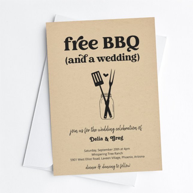 Invitación gratuita de bodas divertidas con barbac (Subido por el creador)