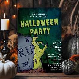 Invitación Graveyard Zombie Hand Scary Halloween Party