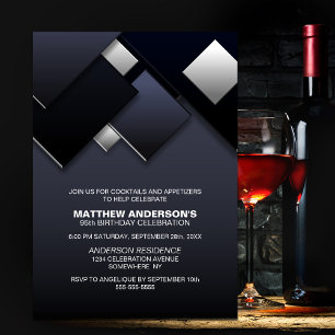 Invitación Gray Black 95th Cocktail Birthday Party