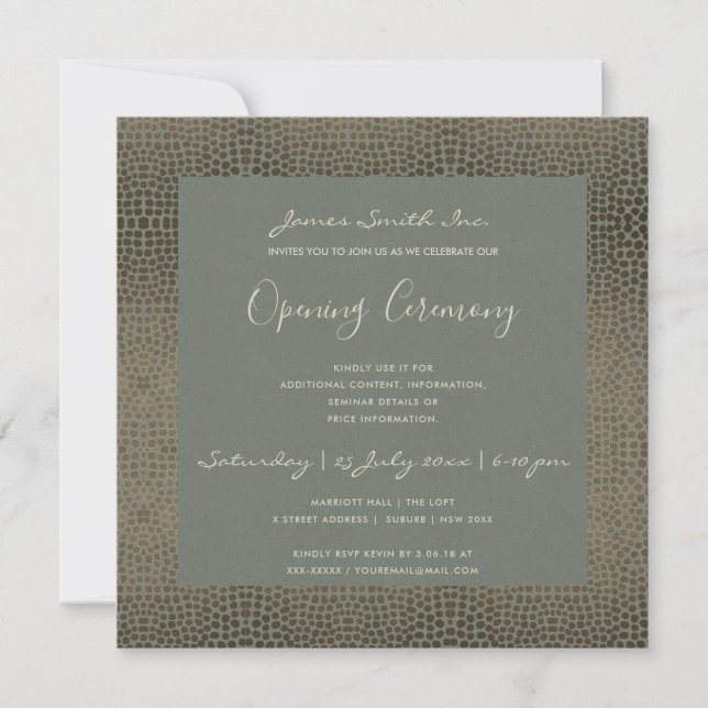 INVITACIÓN GRAY COPPER MOSAIC DOTS GRAND OPENING CEREMONY (Anverso)