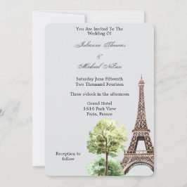 Invitación Gray Eiffel Tower Paris Boda