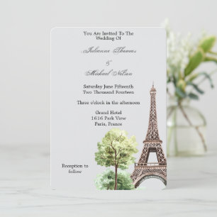 Invitación Gray Eiffel Tower Paris Boda