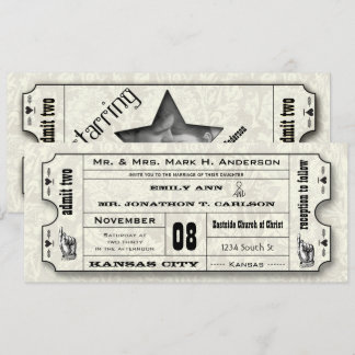 Invitación Gray Floral Modern Typography Ticket Wedding