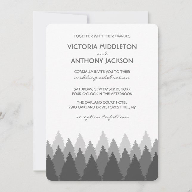 Invitación Gray Forest Range Woodland Boda (Anverso)