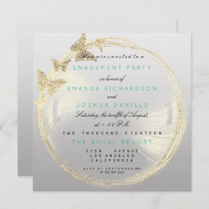 Invitación Gray Foxier Golden Bubble Boda Engagement Ombre