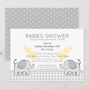Invitación Gray Gingham Baby Shower