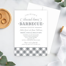 Invitación Gray Gingham Boda ensaye cena barbacoa