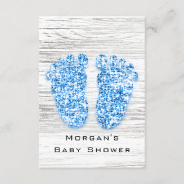 Invitación Gray Gold Baby Shower pies Wood Rustic Boy Blue