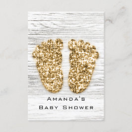 Invitación Gray Gold Baby Shower pies Wood Rústico Chica Boy