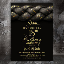 Invitación Gray Gold Braid Surprise 18th Birthday Party