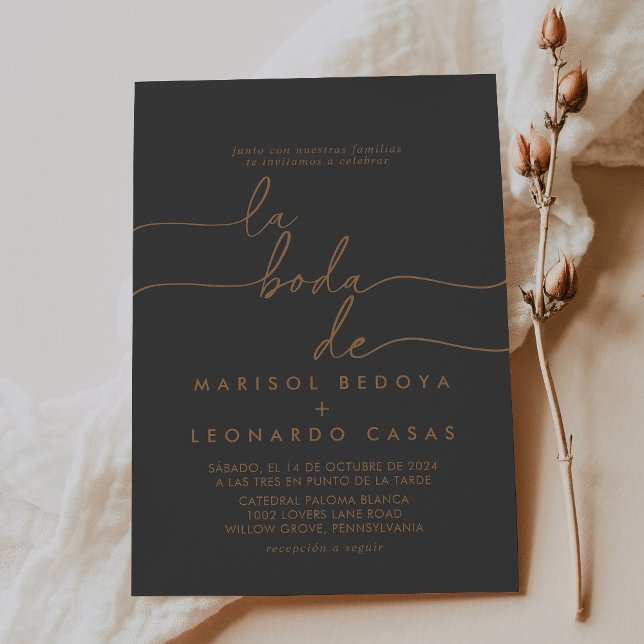 Invitación Gray Gold Classic La Boda de Boda (Subido por el creador)