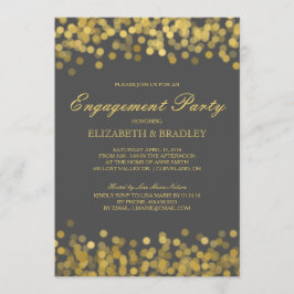 Invitación Gray Gold Twinkle Moderno Bridal Engagement Party