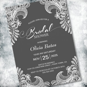 Invitación Gray Lace Bridal Shower