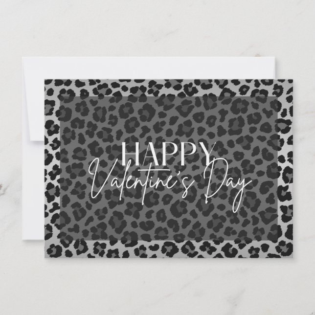 Invitación Gray Leopard Happy Valentine Day Card (Anverso)
