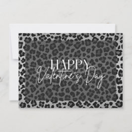 Invitación Gray Leopard Happy Valentine Day Card